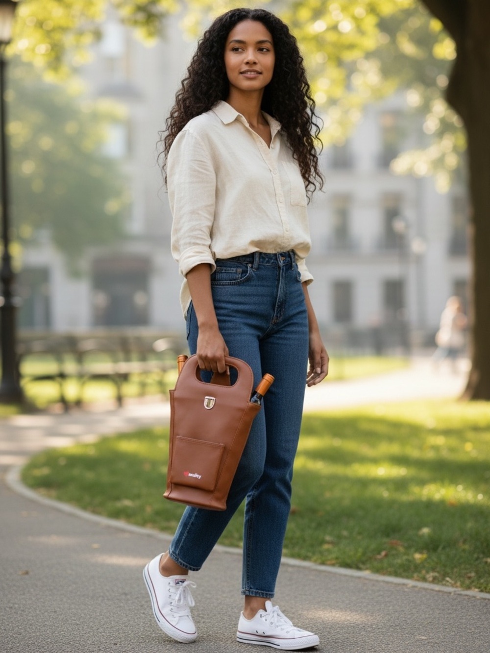 Faux Leather Wine Bag